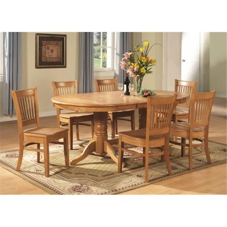 East West Furniture 9 Piece Dining Room Table Set-Double Pedestal Oval and A Leaf and 8 Dining Room Chairs VANC9-OAK-W